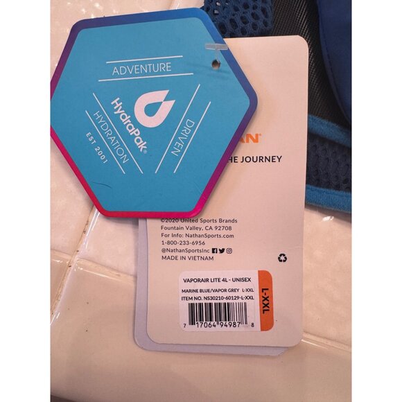 Nathan Vapor Air Lite 4L L- XXL Unisex Marine Blue NWT Hydration Vest $130 - Picture 10 of 13